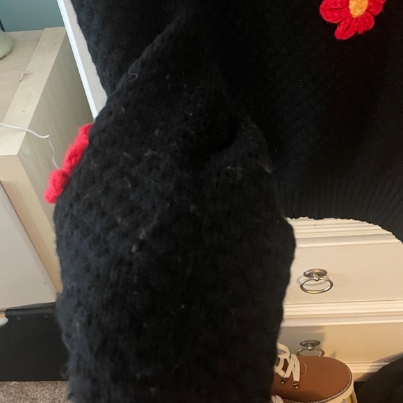 Floral Crochet Black Sweater - Picture 3 of 8